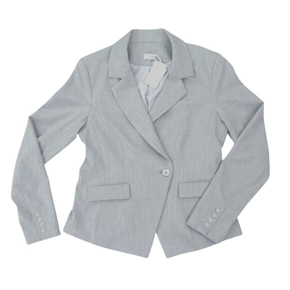 Ecru Womens Gray Blazer Size 8 Classic Shaped One Button Workwear Career Jacket - Picture 1 of 11